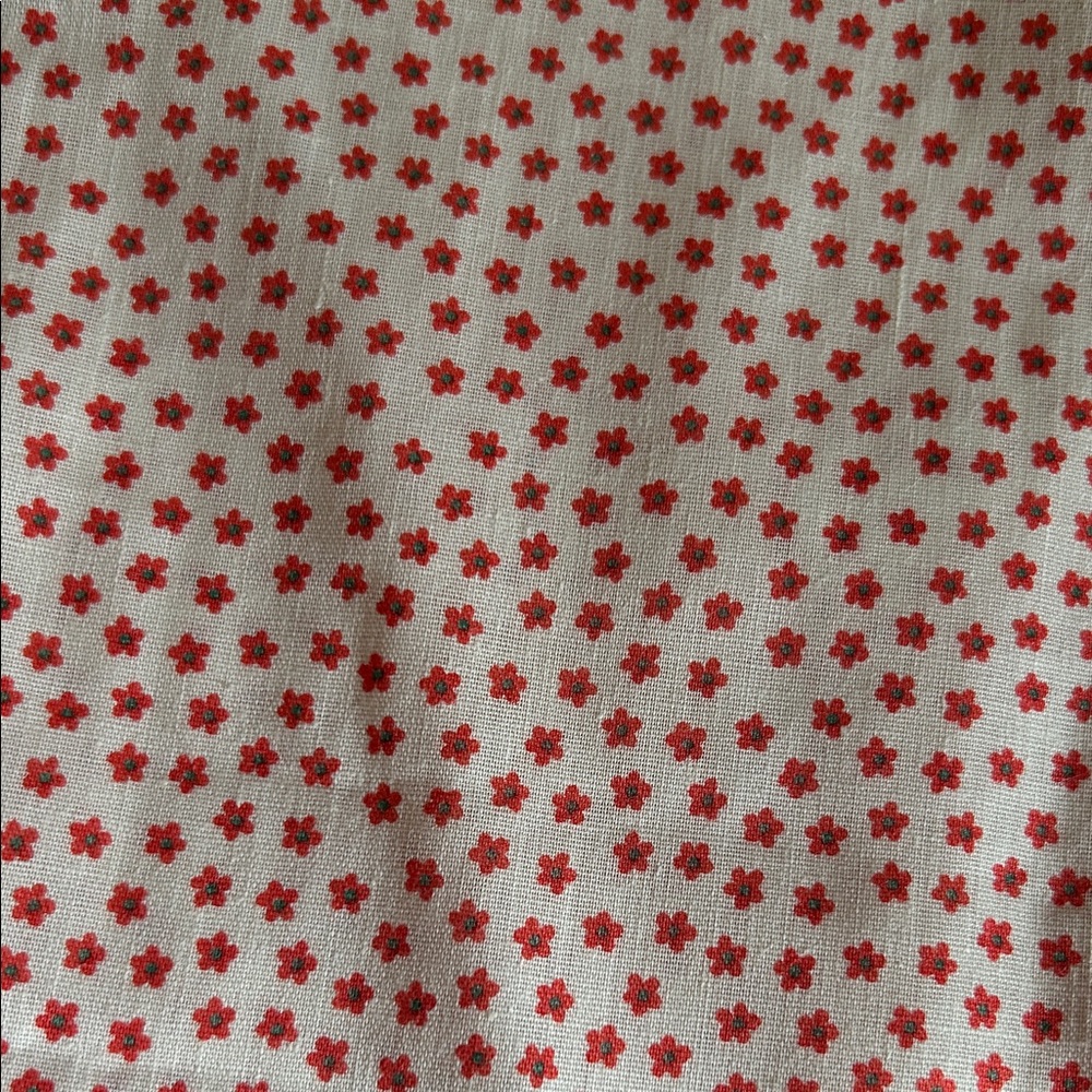 Red Floral with blue center Patterned Cotton Fabric